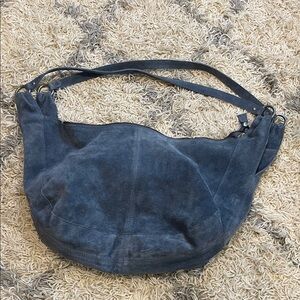 Free people Blue Suede Shoulder Bag